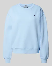 Tommy Hilfiger Sweatshirt mit Label-Stitching und Rundhalsausschnitt Hellblau