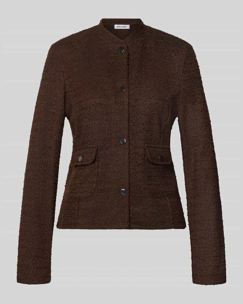 More & More Blazer mit Viskose-Anteil in Bouclé-Optik Dunkelbraun