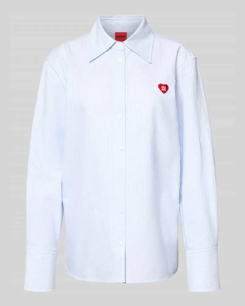 HUGO BOSS Oversized Hemdbluse aus reiner Baumwolle Modell 'ERSELIA Hellblau