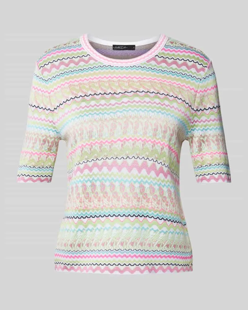 Marc Cain T-Shirt aus Viskose-Mix mit Allover-Muster Neon