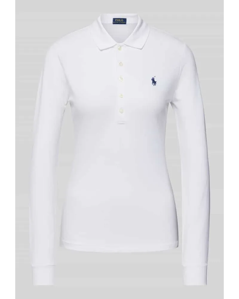 Ralph Lauren Slim Fit Poloshirt mit Logo-Stitching Modell 'JULIE Weiss