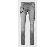 Tapered Fit Jeans mit Ketten-Detail
