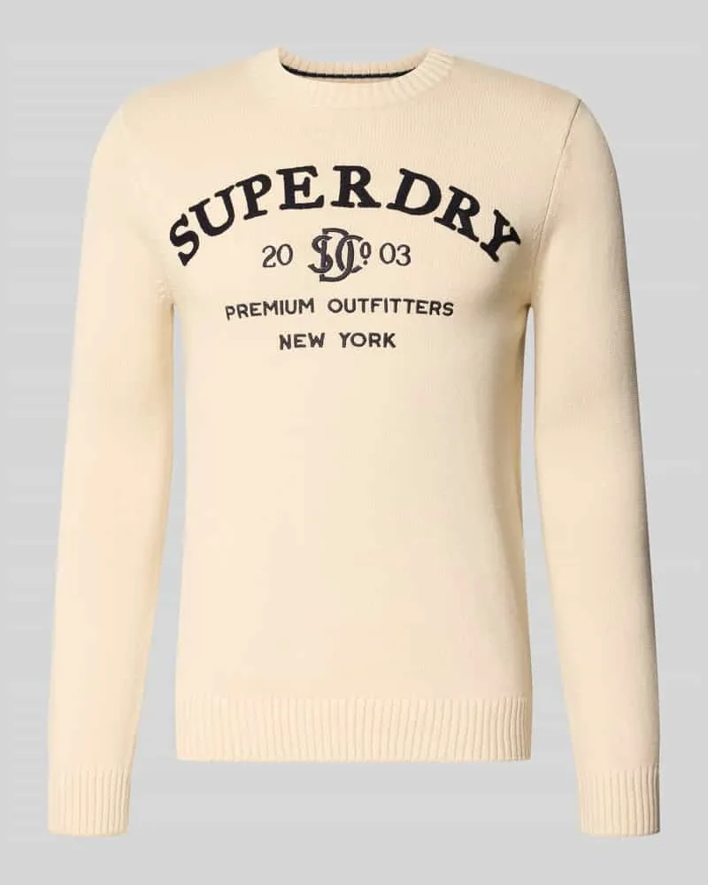 Superdry. Strickpullover mit Rundhalsausschnitt Beige