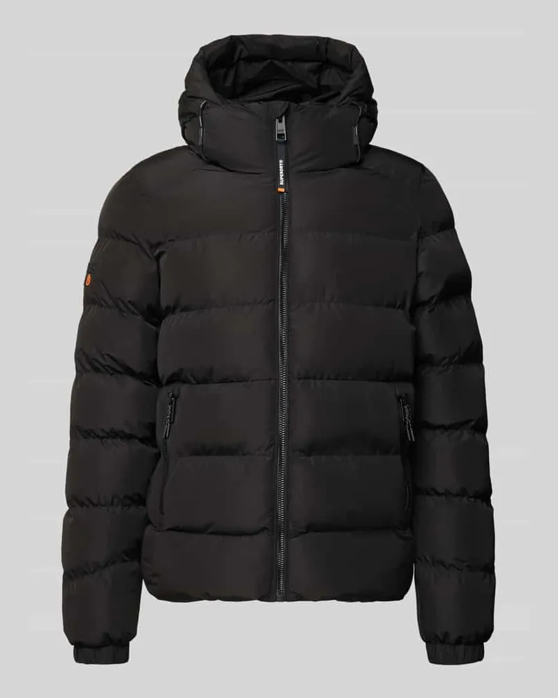 Superdry. Steppjacke mit Kapuze und seitlichen Reißverschlusstaschen Black