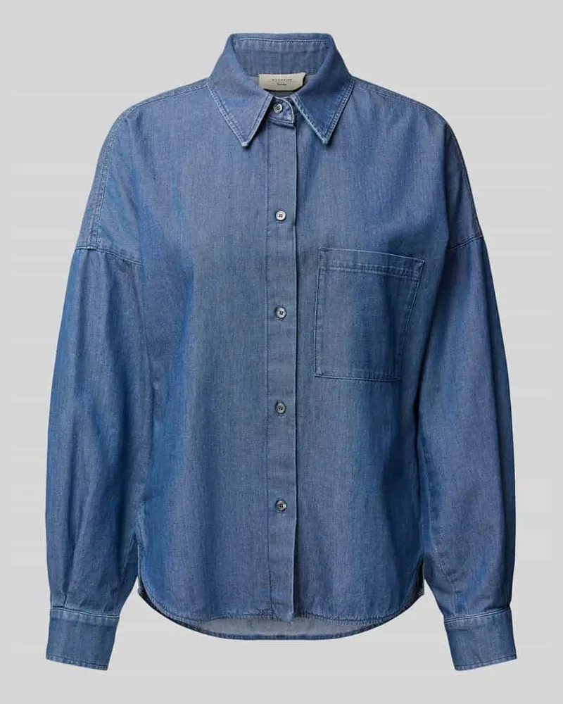 Max Mara Relaxed Fit Jeansbluse mit Brusttasche Modell 'NETTARE Jeansblau