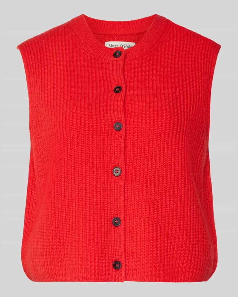 Marc O'Polo Regular Fit Strickweste aus Woll-Mix Hellrot