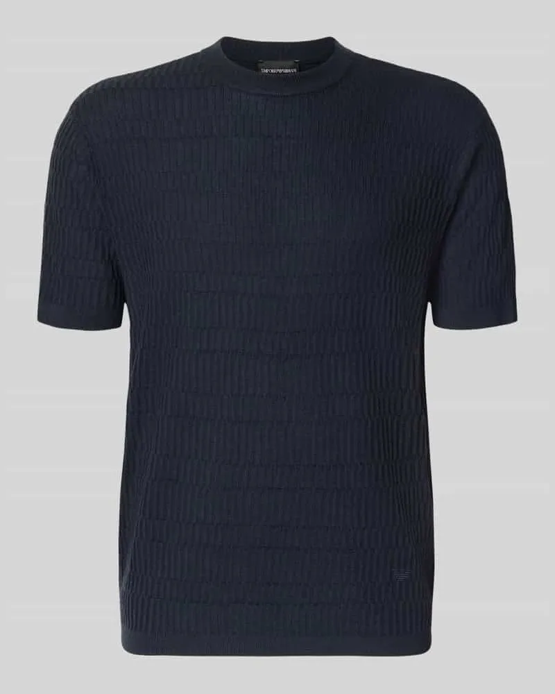 Emporio Armani Slim Fit Strickshirt aus reiner Wolle Marine