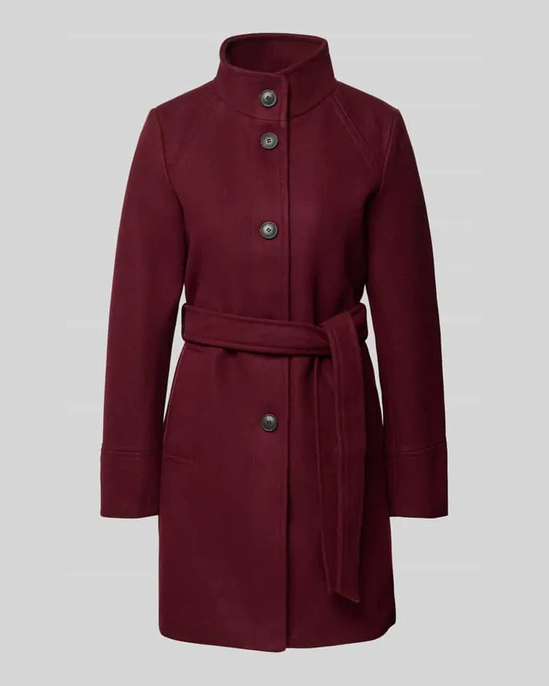 b.young Mantel mit Stehkragen und Bindegürtel Modell 'CALIA Bordeaux