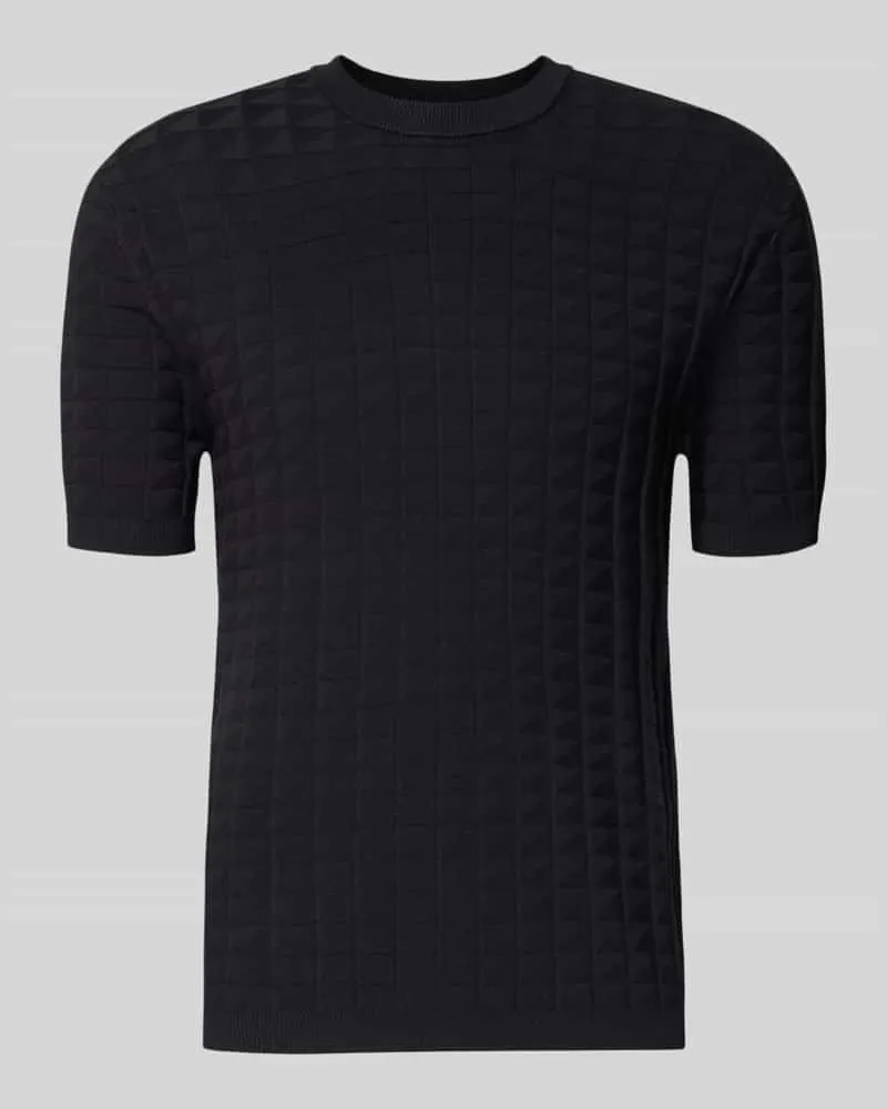 Armani Exchange Strickshirt aus Viskose-Mix mit Strukturmuster Marine