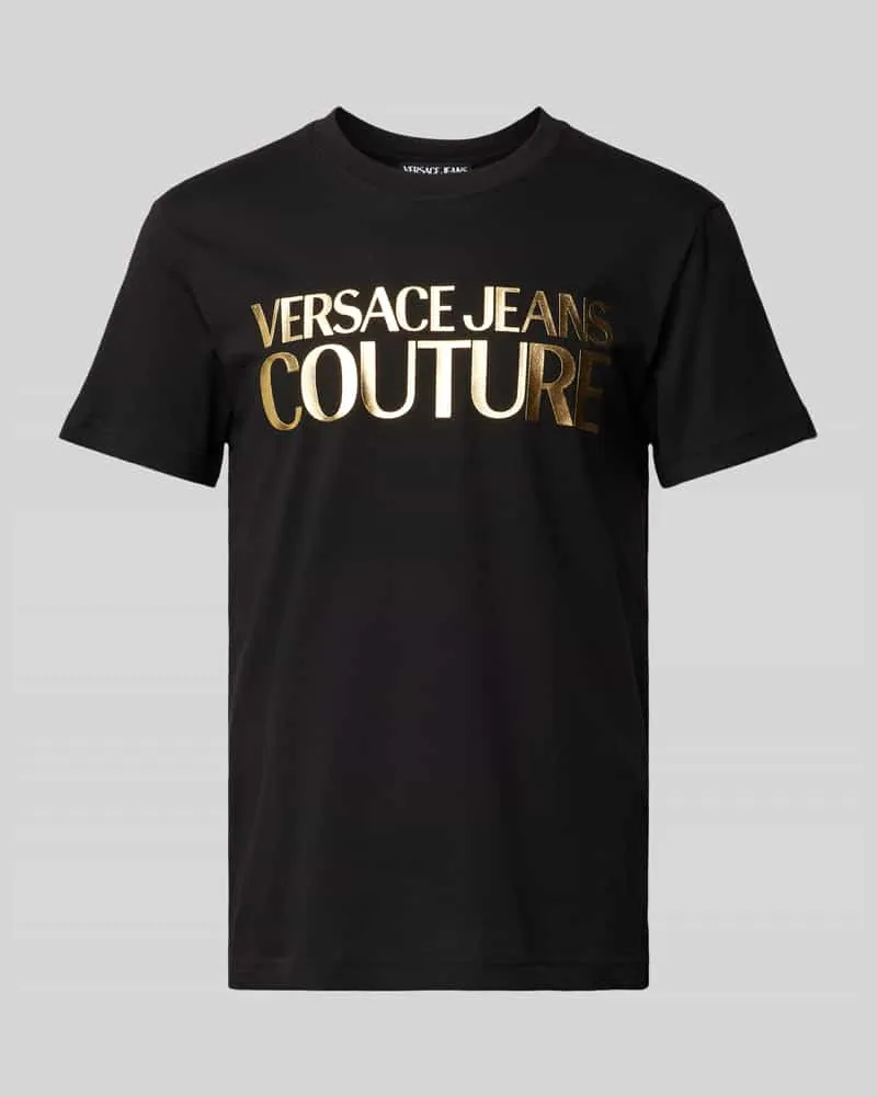 Versace Jeans T-Shirt mit Label-Print Black