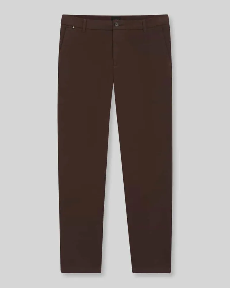 HUGO BOSS Regular Fit Schmale Hose aus Baumwoll-Mix Modell 'Kane1 Dunkelbraun