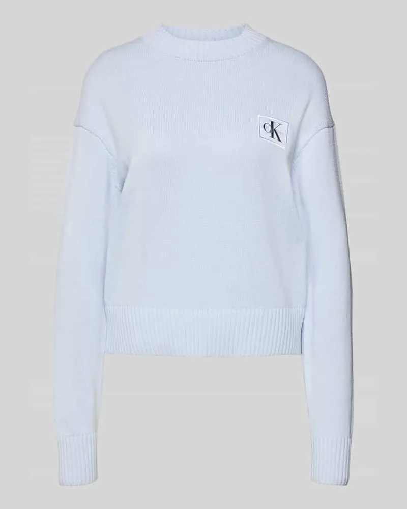 Calvin Klein Strickpullover mit Label-Badge Hellblau