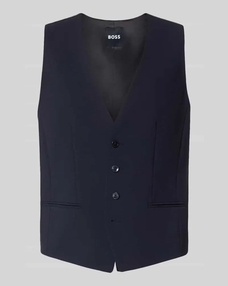 HUGO BOSS Regular Fit Anzugweste aus Schurwoll-Mix Blau