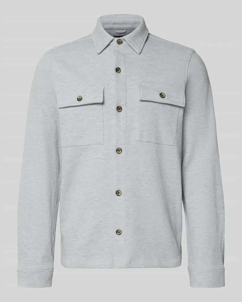 Lerros Regular Fit Hemdjacke mit Brusttaschen Hellgrau