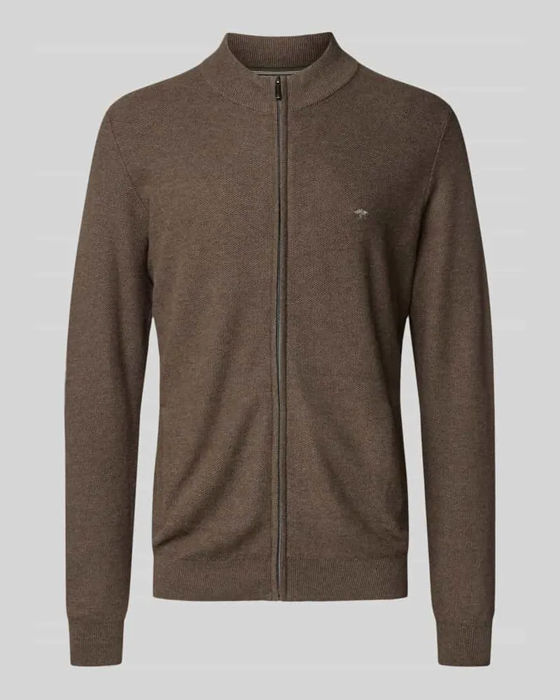 Fynch-Hatton Strickjacke mit Logo-Stitching Mittelbraun