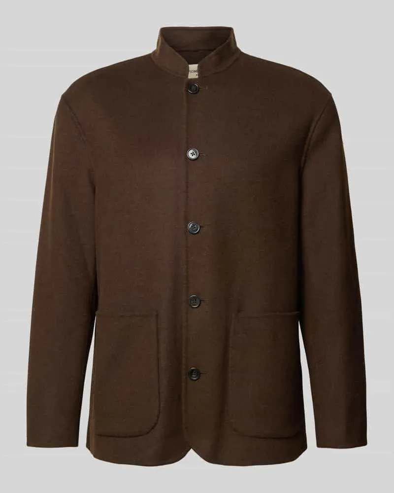 Officine Generale Hemdjacke mit Stehkragen Dunkelbraun