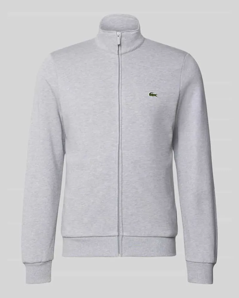 Lacoste Regular Fit Sweatjacke aus Baumwoll-Mix Hellgrau