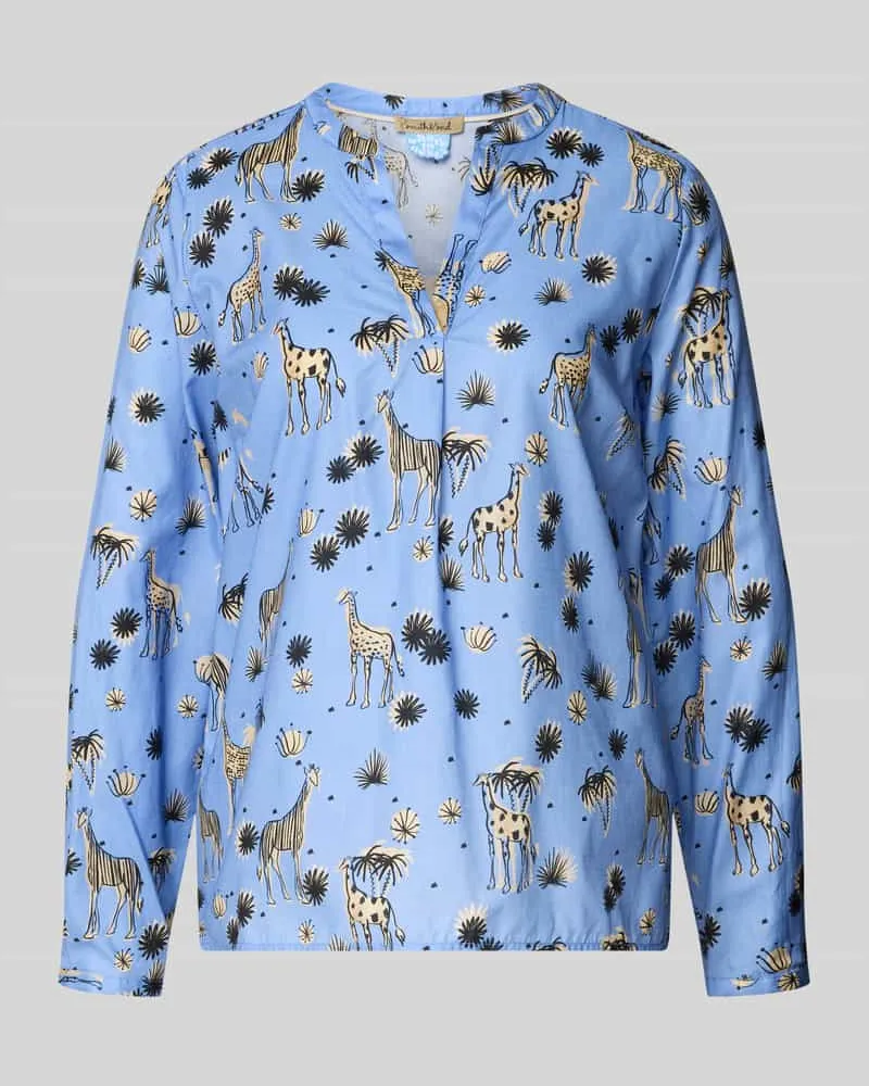 Smith & Soul Regular Fit Bluse mit Allover-Motiv-Print Modell 'Vince Bleu