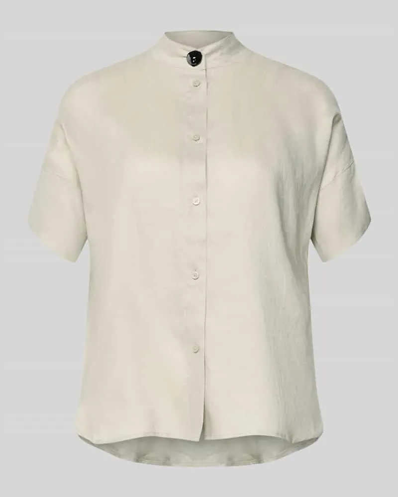 Armani Exchange Regular Fit Bluse mit Stehkragen und Knopfleiste Lind