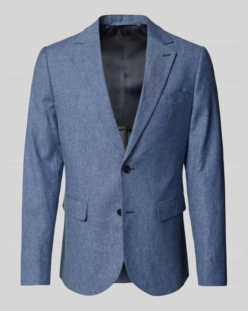 Matinique Slim Fit 2-Knopf-Sakko aus Leinen-Mix Modell 'George Blau