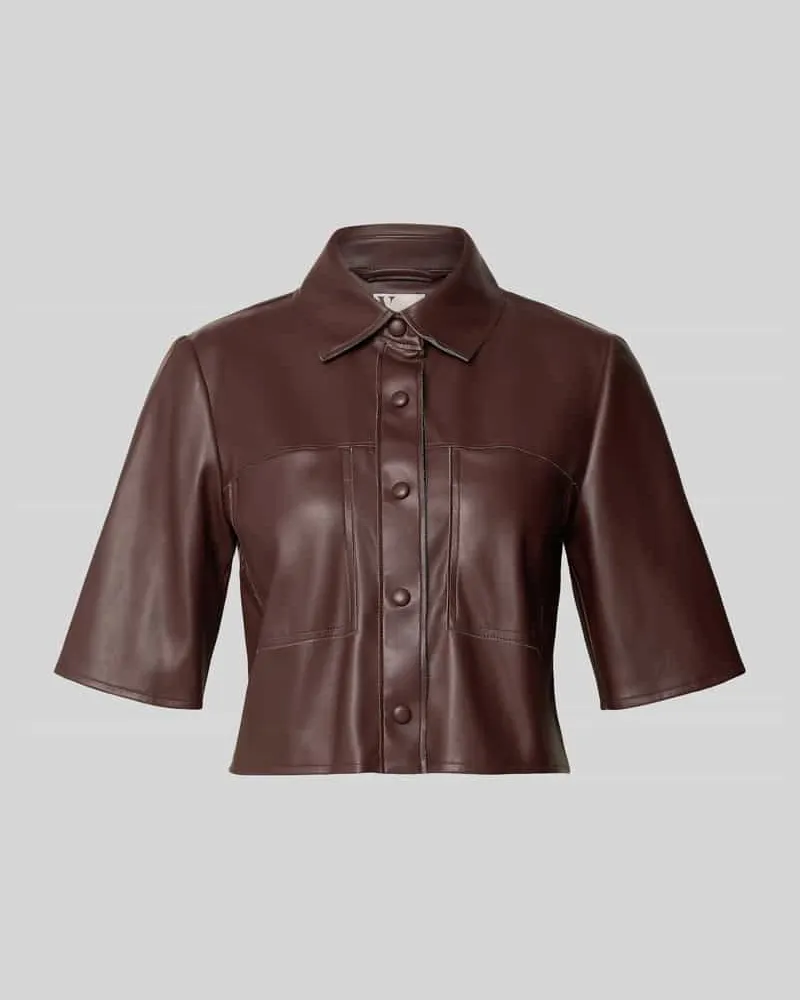 Vera Mont Cropped Bluse in Leder-Optik Dunkelbraun