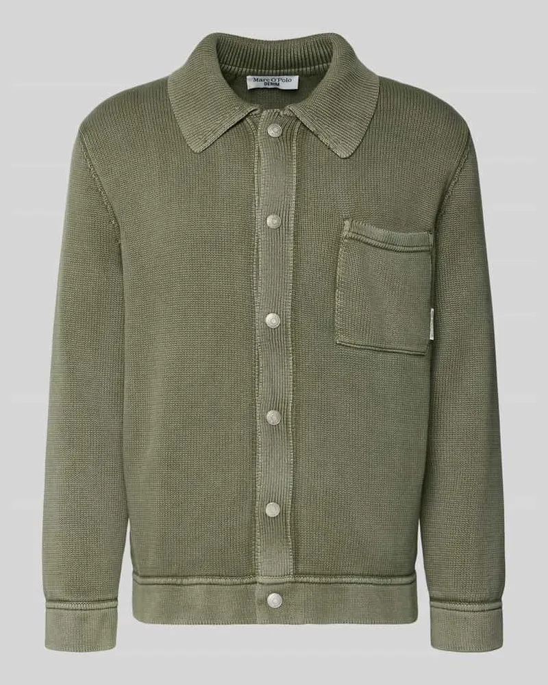 Marc O'Polo Relaxed Fit Strickjacke aus reiner Baumwolle Oliv