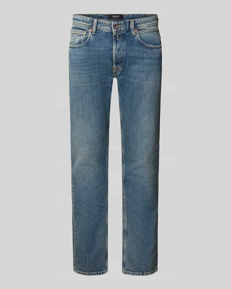 Replay Slim Fit Jeans aus Baumwoll-Mix Modell 'Grover Jeansblau