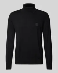 HUGO BOSS Rollkragenpullover mit Label-Detail Modell 'Akiro Black