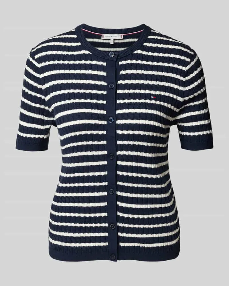 Tommy Hilfiger Regular Fit Strickjacke aus reiner Baumwolle Marine