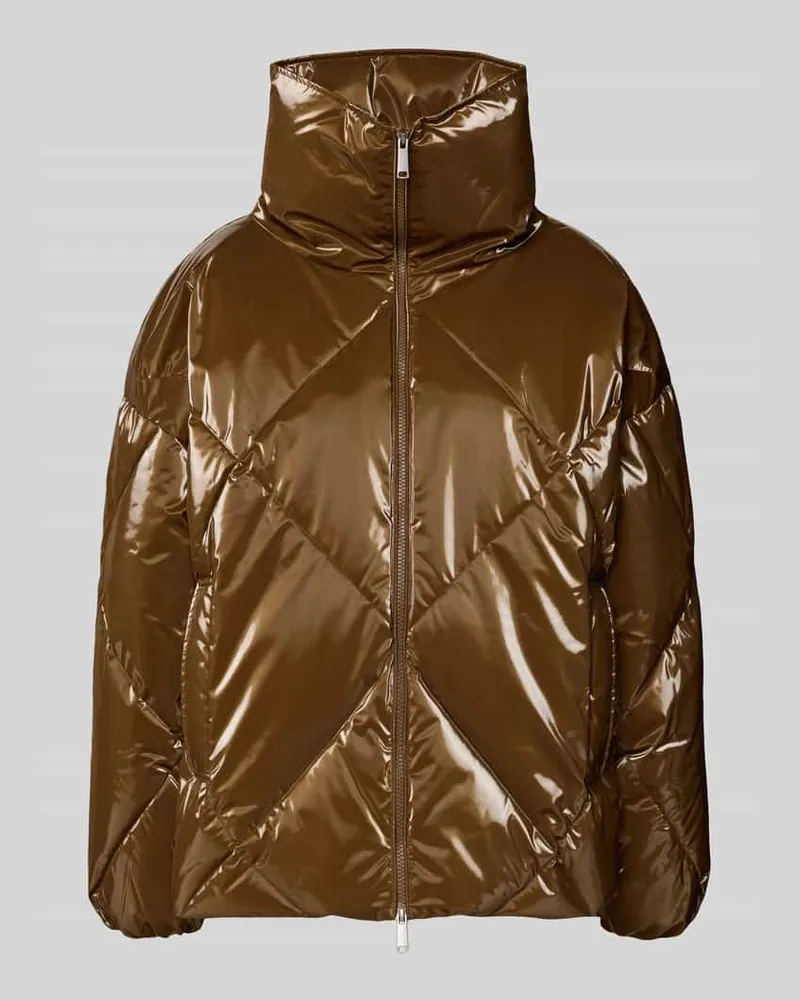 Stefanel Steppjacke mit Zweiwege-Reißverschluss Dunkelbraun