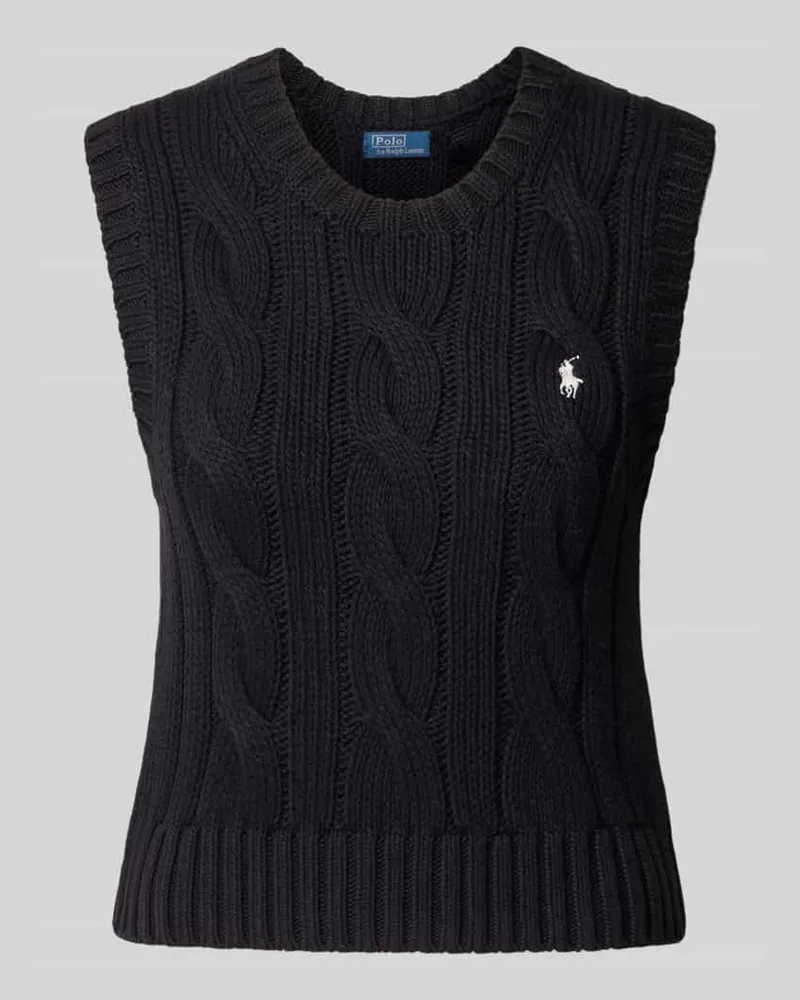 Ralph Lauren Pullunder mit Zopfmuster und Logo-Stitching Black
