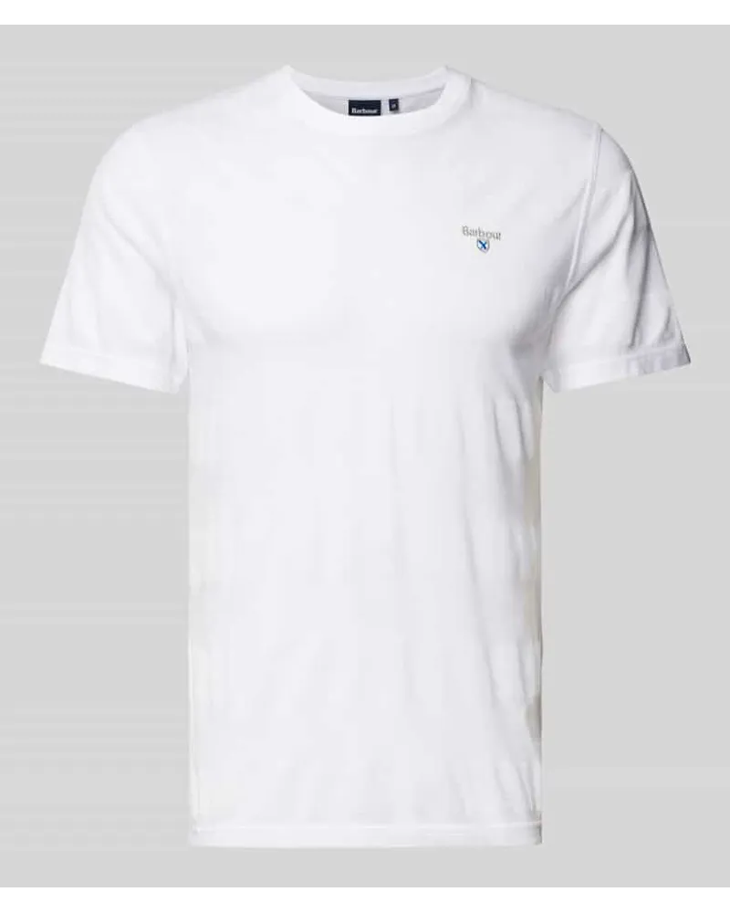 Barbour T-Shirt mit Label-Stitching Modell 'STENTON Weiss