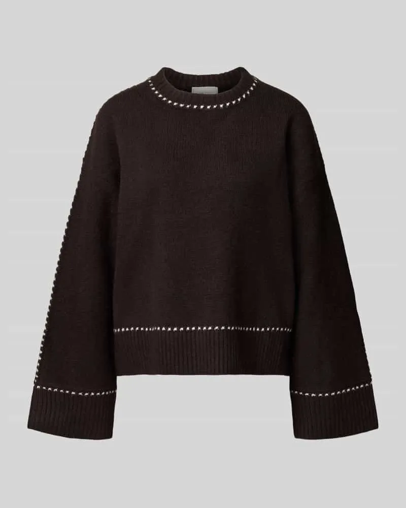 Neo Noir Strickpullover mit Kontrastnähten Modell 'Roeme Dunkelbraun