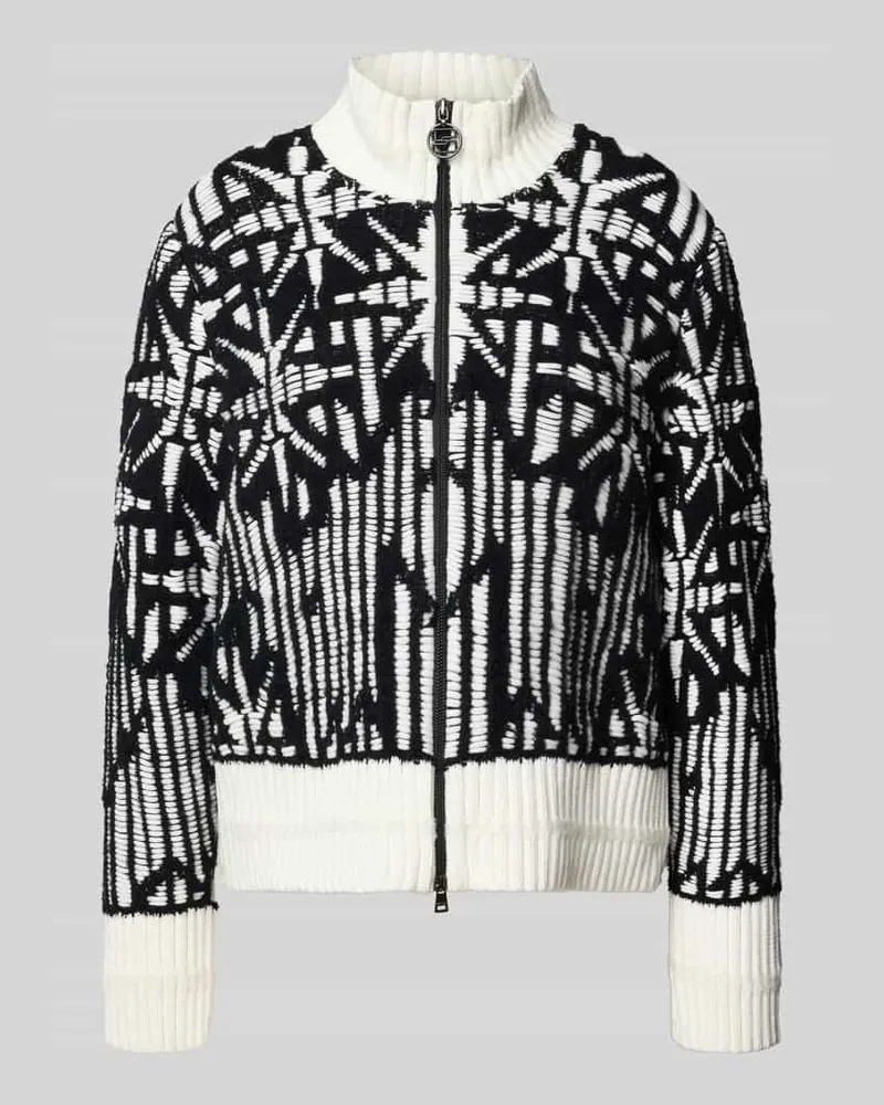 Marc Cain Strickjacke mit Schurwoll-Anteil und Stehkragen Black