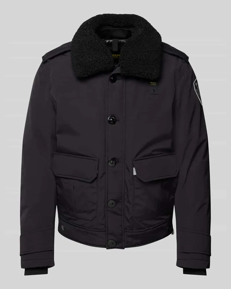 Blauer Jacke mit Label-Patch Modell 'RIVER Black