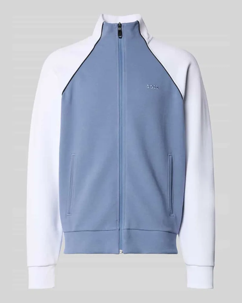 HUGO BOSS Regular Fit Sweatjacke aus Baumwoll-Mix Modell 'JOIN SKAZ Blau