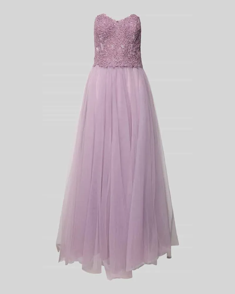 Mascara Off-Shoulder-Abendkleid mit Spitze und Ziersteinbesatz Flieder