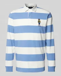 Ralph Lauren Longsleeve mit Umlegekragen und Motiv-Stitching Hellblau