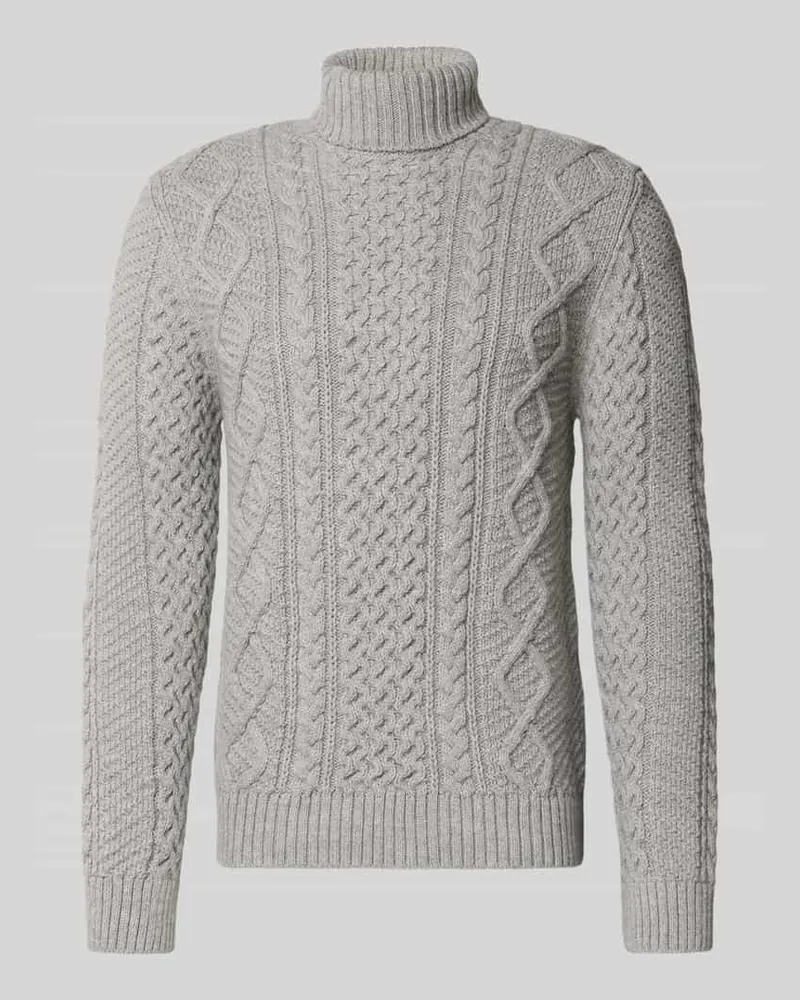 Superdry. Strickpullover mit Zopfmuster Modell 'Jacob Hellgrau