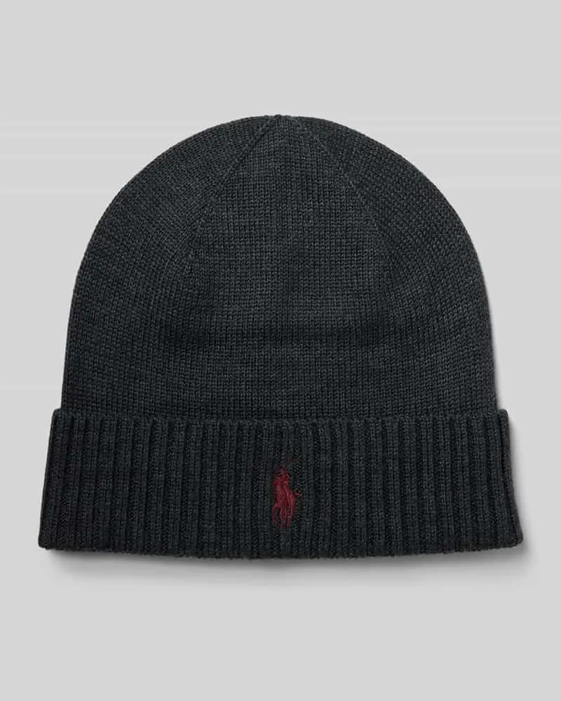 Ralph Lauren Beanie aus Wolle mit Label-Stitching Anthrazit