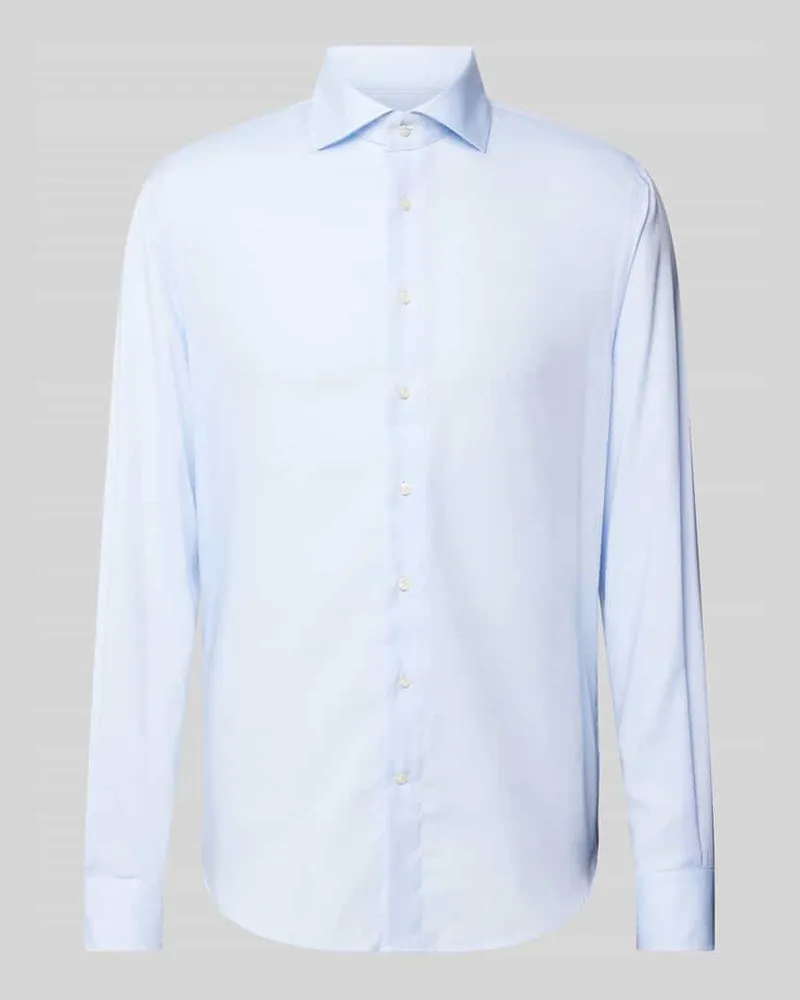 Profuomo Slim Fit Business-Hemd mit Haifischkragen Blau