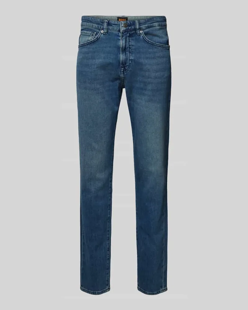 HUGO BOSS Slim Taper Fit Jeans im 5-Pocket-Design Modell 'ONYX Jeansblau
