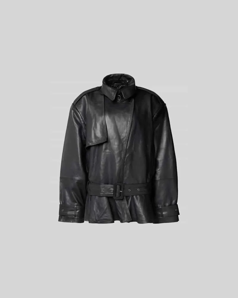 ROTATE Birger Christensen Lederjacke mit Stehkragen Black