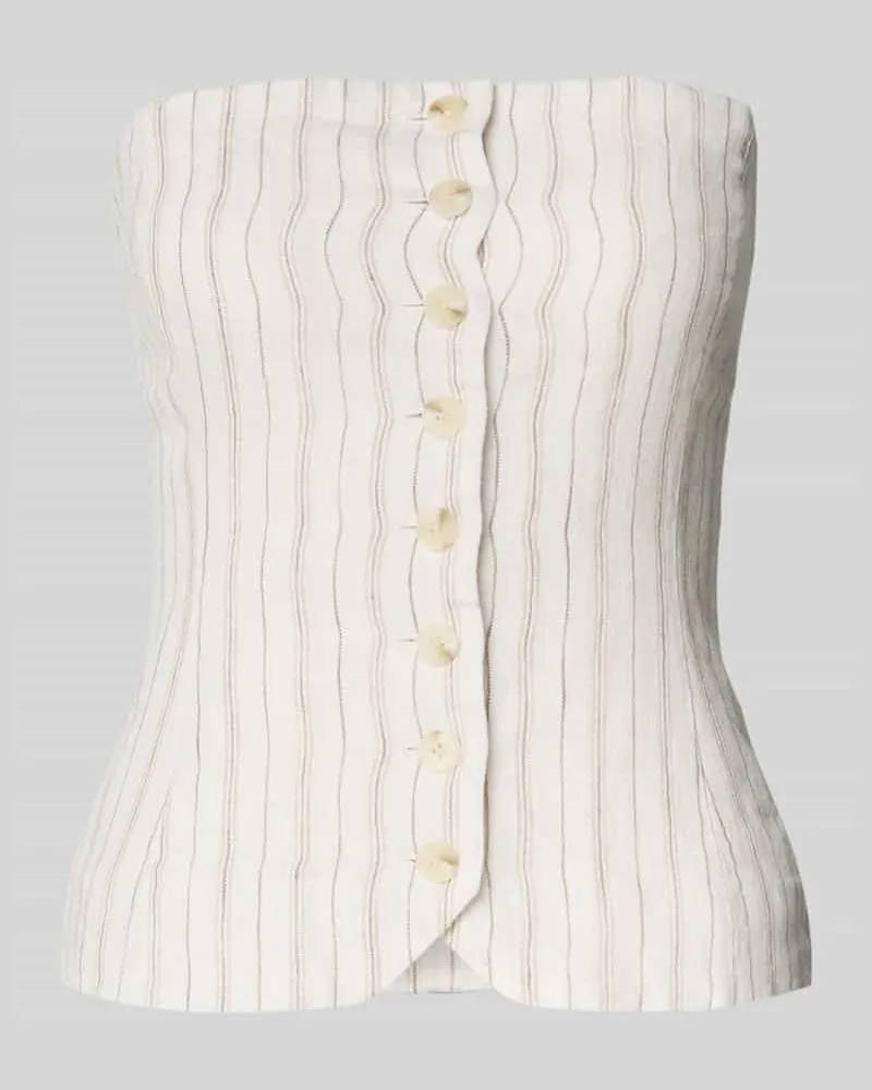 Samsøe & Samsøe Slim Fit Off-Shoulder-Bluse aus reinem Leinen Modell 'SAELLENA Offwhite