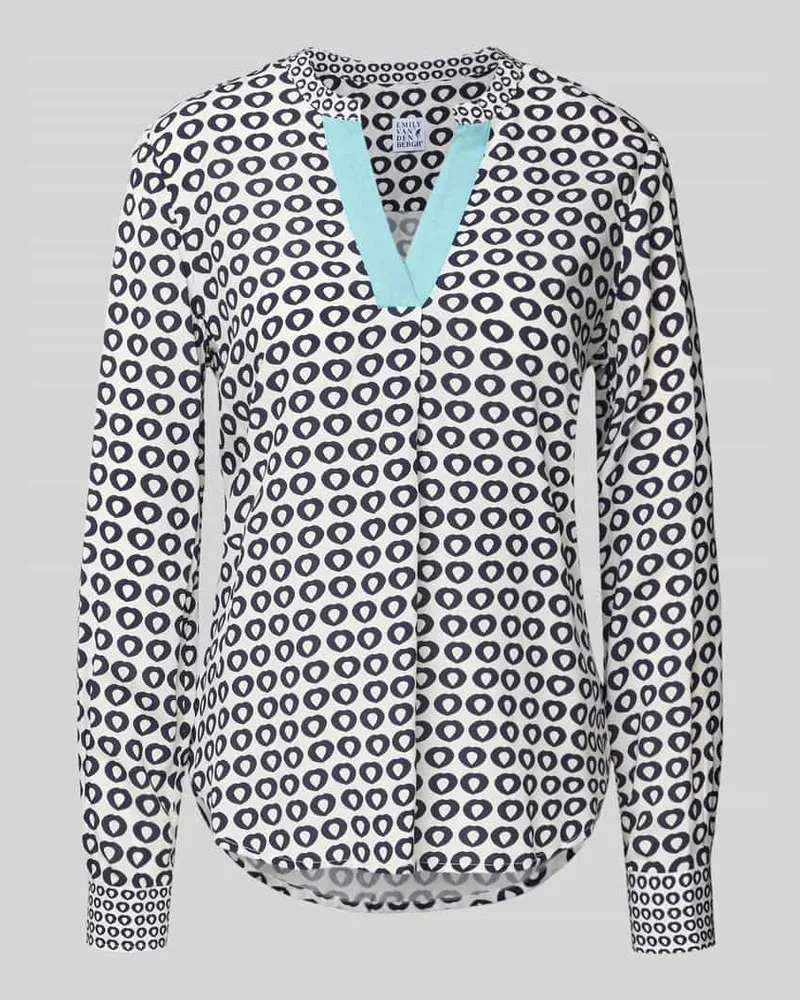 Emily van den Bergh Blusenshirt aus Viskose mit V-Ausschnitt Dunkelblau