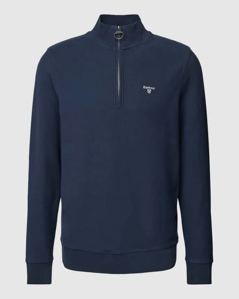 Barbour Strickpullover mit kurzem Reißverschluss Modell 'BIRKRIGG Marine