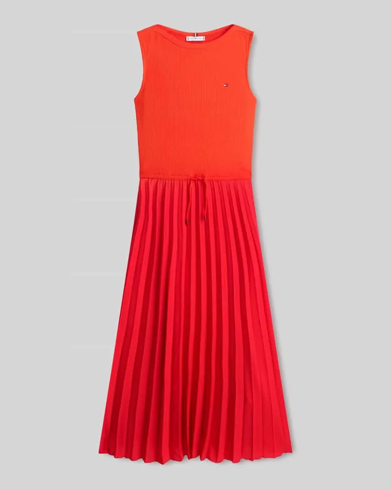 Tommy Hilfiger Slim Fit Midikleid mit Faltenrock Rot