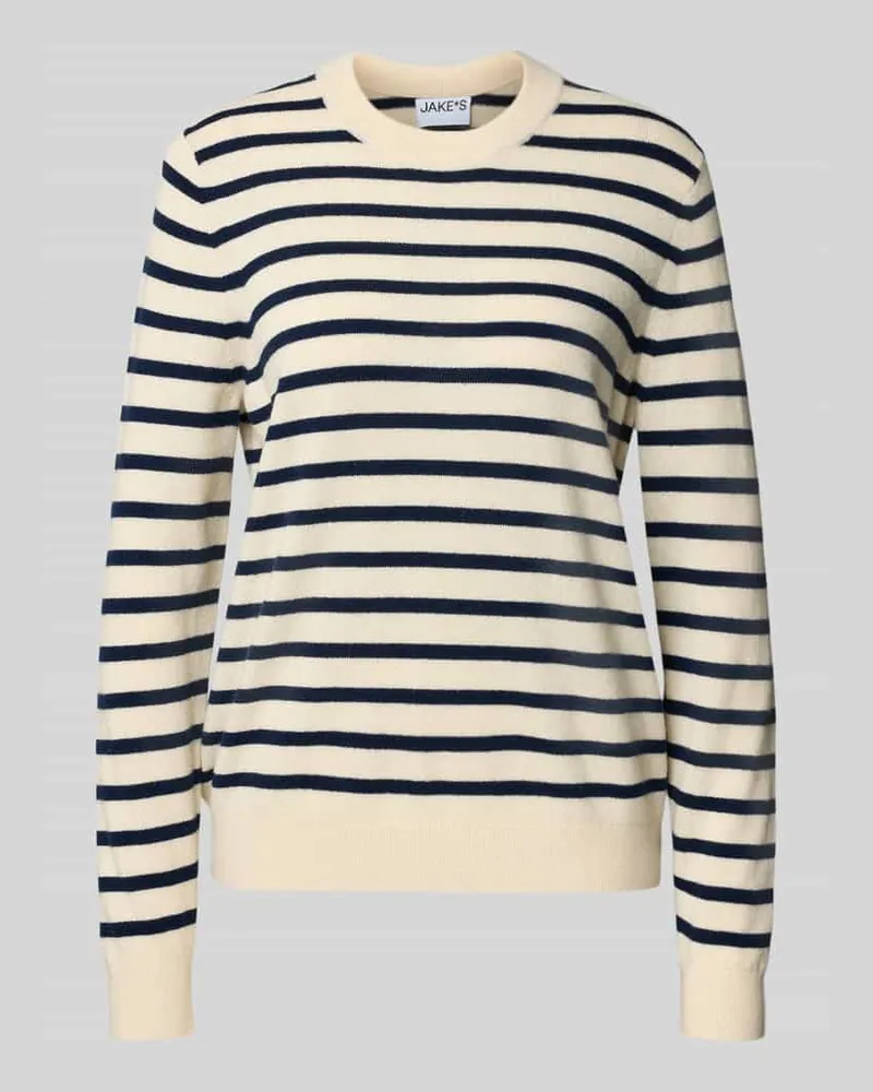 JAKE*S Regular Fit Kaschmirpullover in Strick-Optik Offwhite
