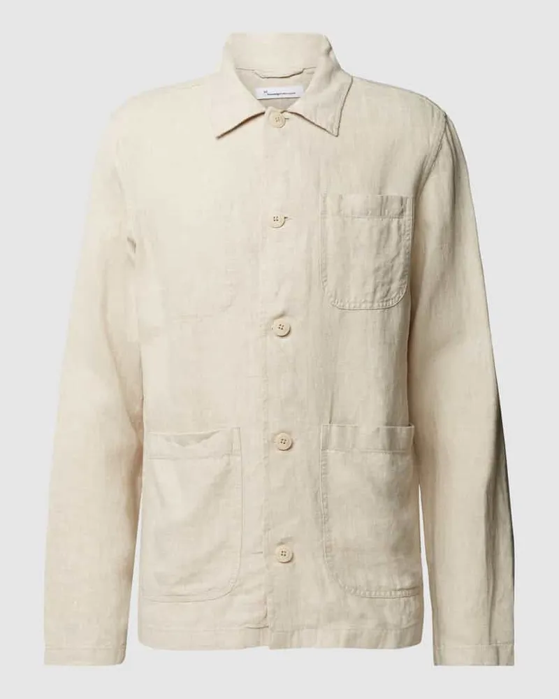 Knowledge Cotton Apparel Hemdjacke aus reinem Leinen Beige