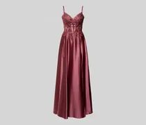Regular Fit Abendkleid mit floralem Spitzenbesatz